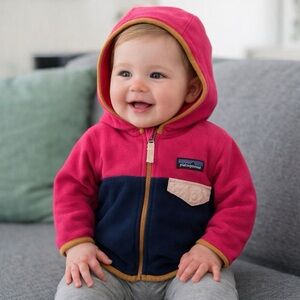 Patagonia Baby Micro D Snap-T Fleece Jacket in Pink and Navy